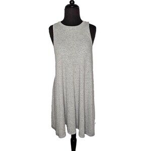 FREE PEOPLE BEACH Dress M Gray Ribbed Knit Tank Mini A-Line Sleeveless Basic